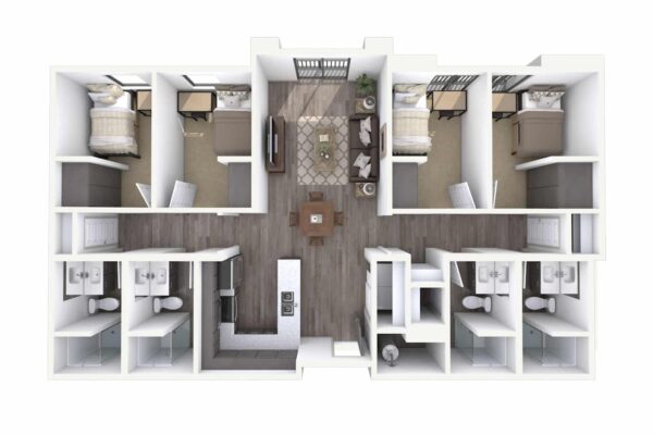 Promenade Place 4 bed 4 bath apartment floor plan
